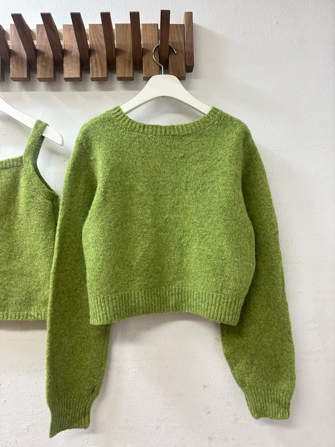 💚일본빈티지 멜란지 그린 니트 뷔스티에 & 니트 투피스 셋업 상품이미지3