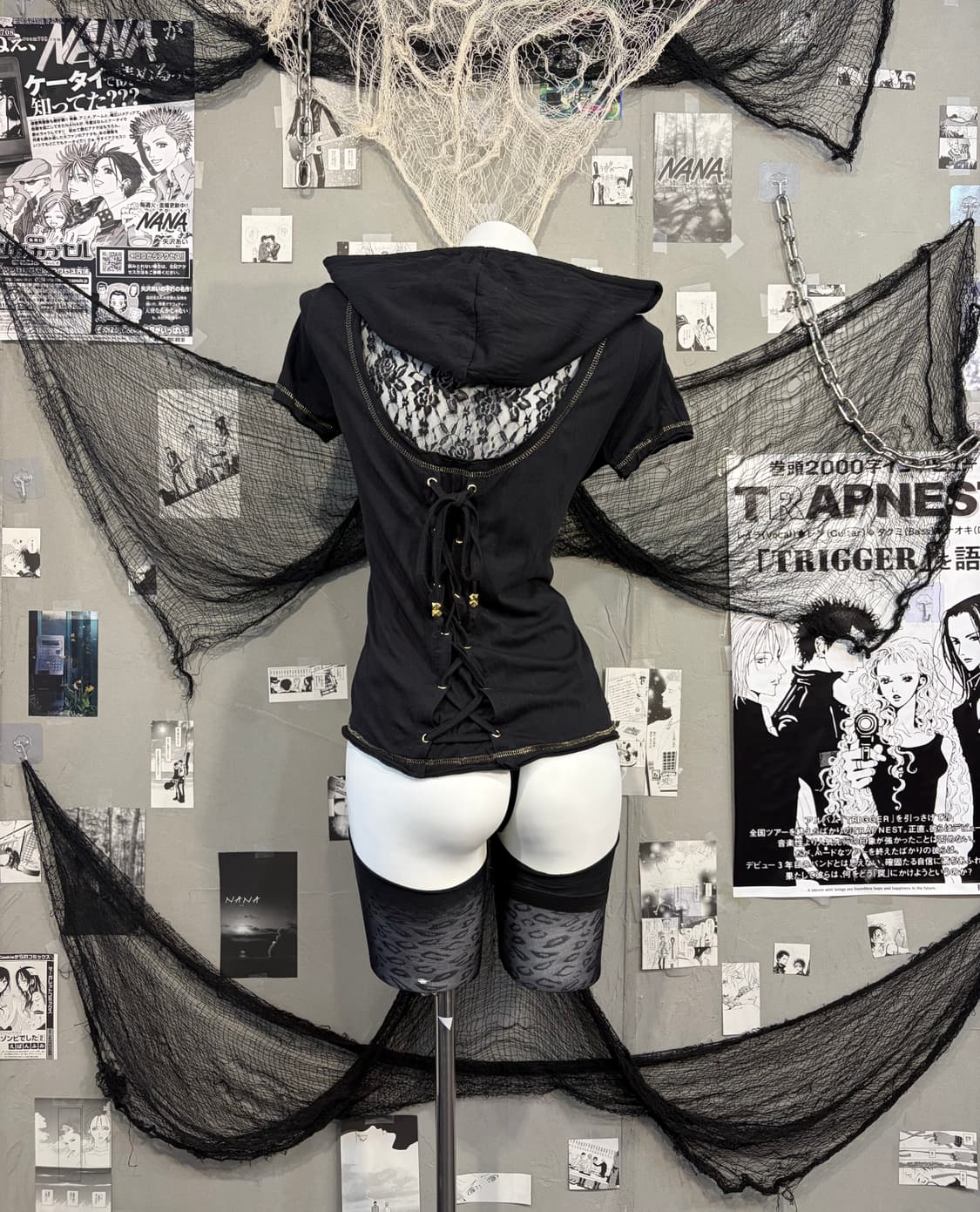 Gothic skull lace tie hood half sleeve 상품이미지2