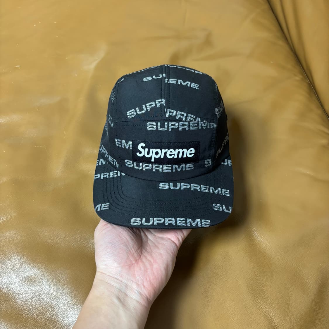 슈프림 캠프캡 모자 박스로고 자카드 블랙 상품이미지2