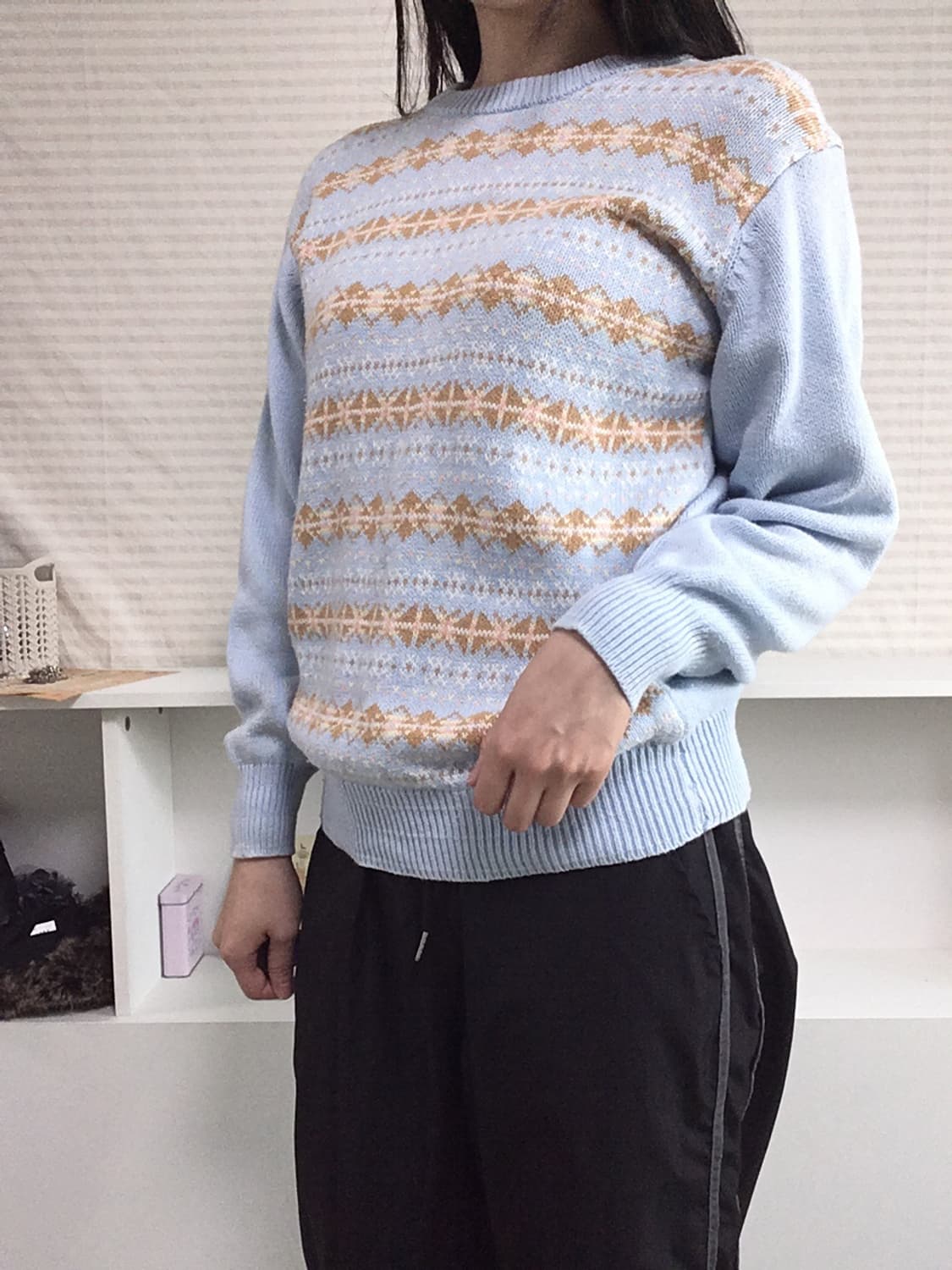 jpn vintage 스카이 블루 아가일 니트 y2k 갸루 일본빈티지 상품이미지2
