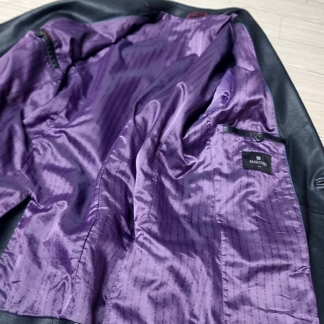 LG패션 마에스트로 블랙 가죽 남성 자켓(100) 상품이미지4