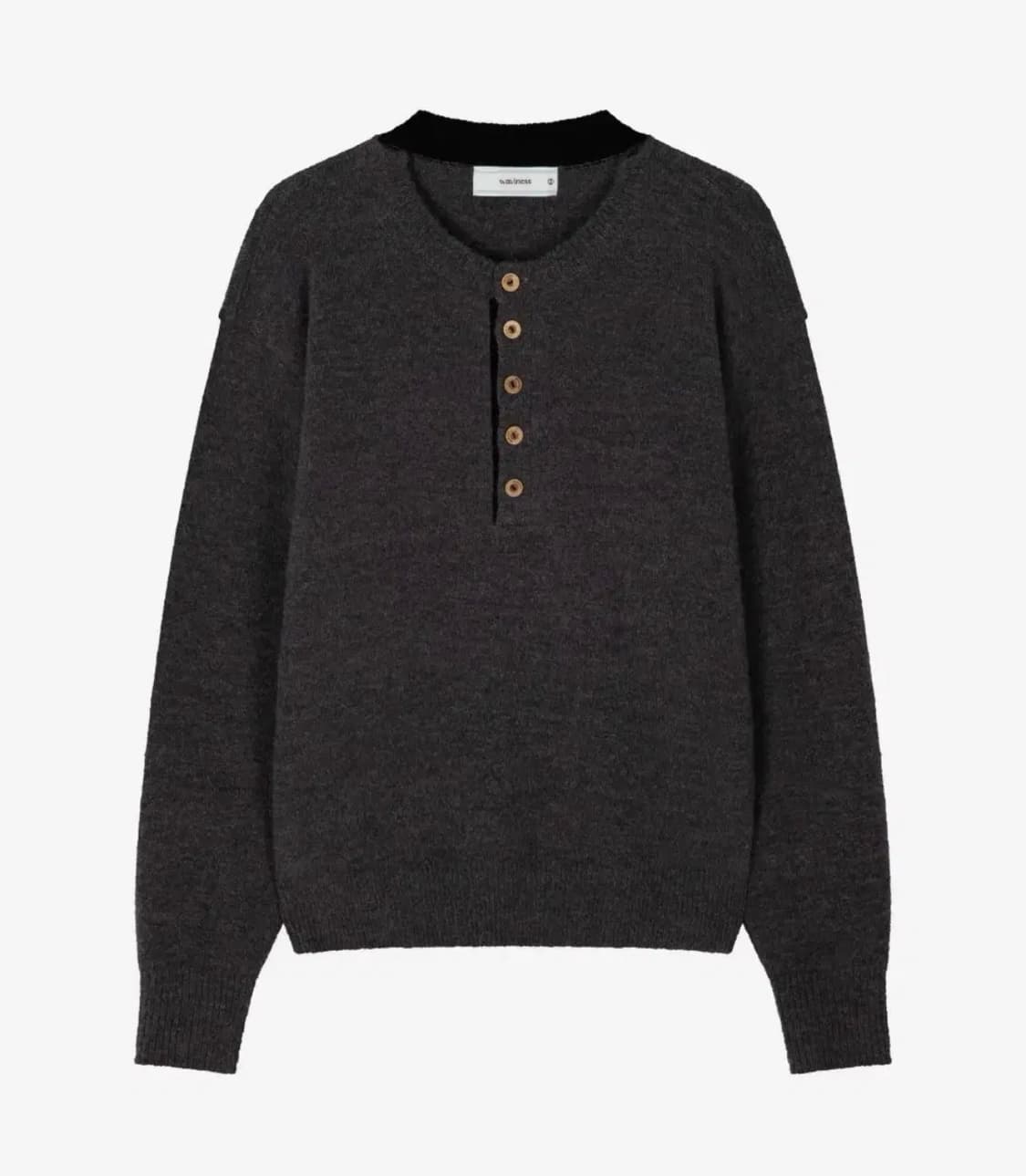 웨이비니스 알파카 헨리넥 차콜 상품이미지1