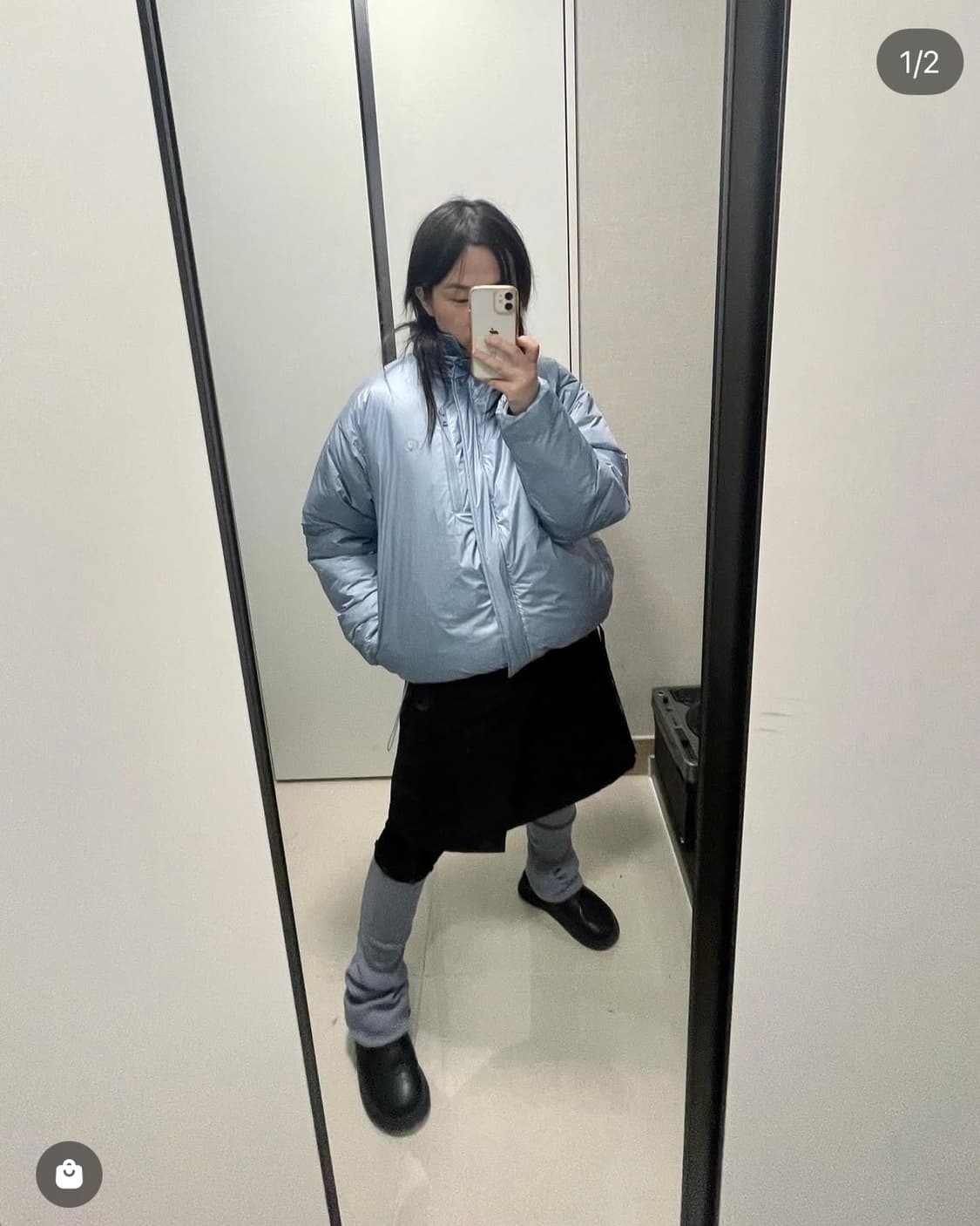 할로미늄 리버시블 패딩 자켓 블루 s 상품이미지4