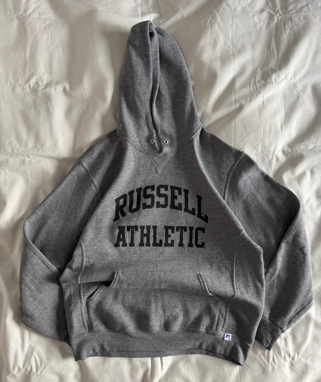 [L] 00s 러셀 애슬레틱 레터링 후드 그레이 상품이미지1