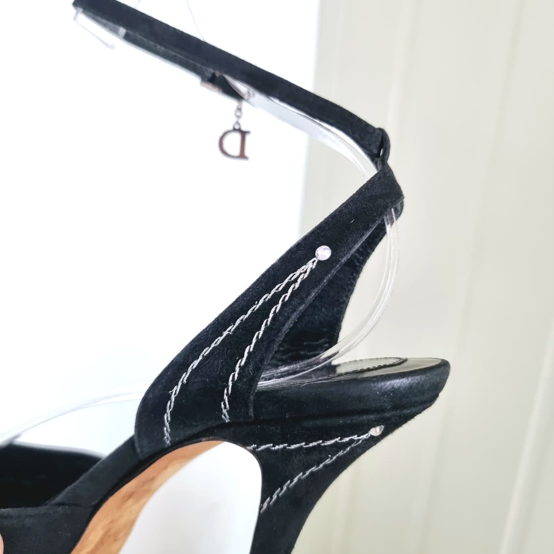 디올 구두 하이힐 오픈토힐 스웨이드 은사띠 큐빅 슈즈 (225/35.5) 상품이미지5