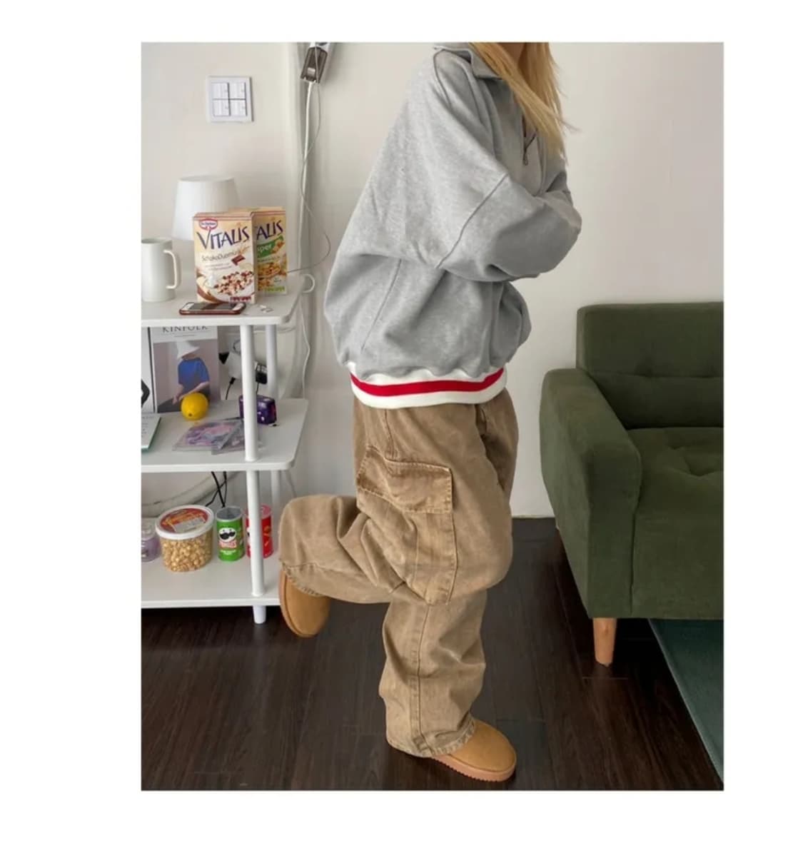 아워웨이브룸 피그먼트 카고 바지 브라운 S 상품이미지1