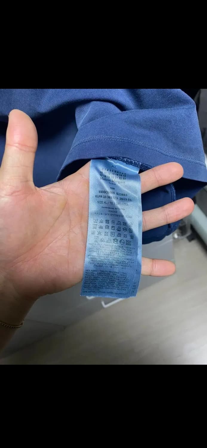 메종 마르지엘라 로고 해비 티셔츠 블루 상품이미지4