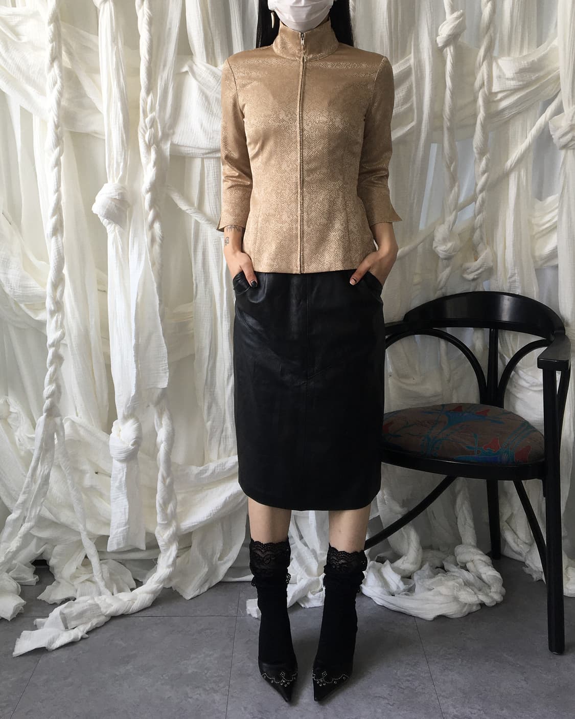 Lamb skin leather skirt 상품이미지6