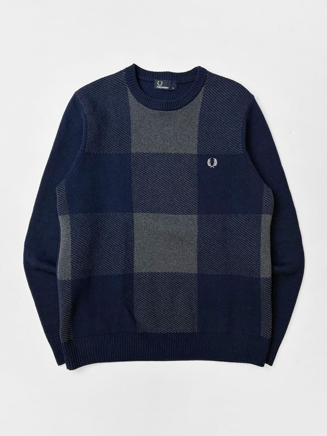 프레드페리 헤비 울 체크 패턴 라운드 니트 PN5195 상품이미지1