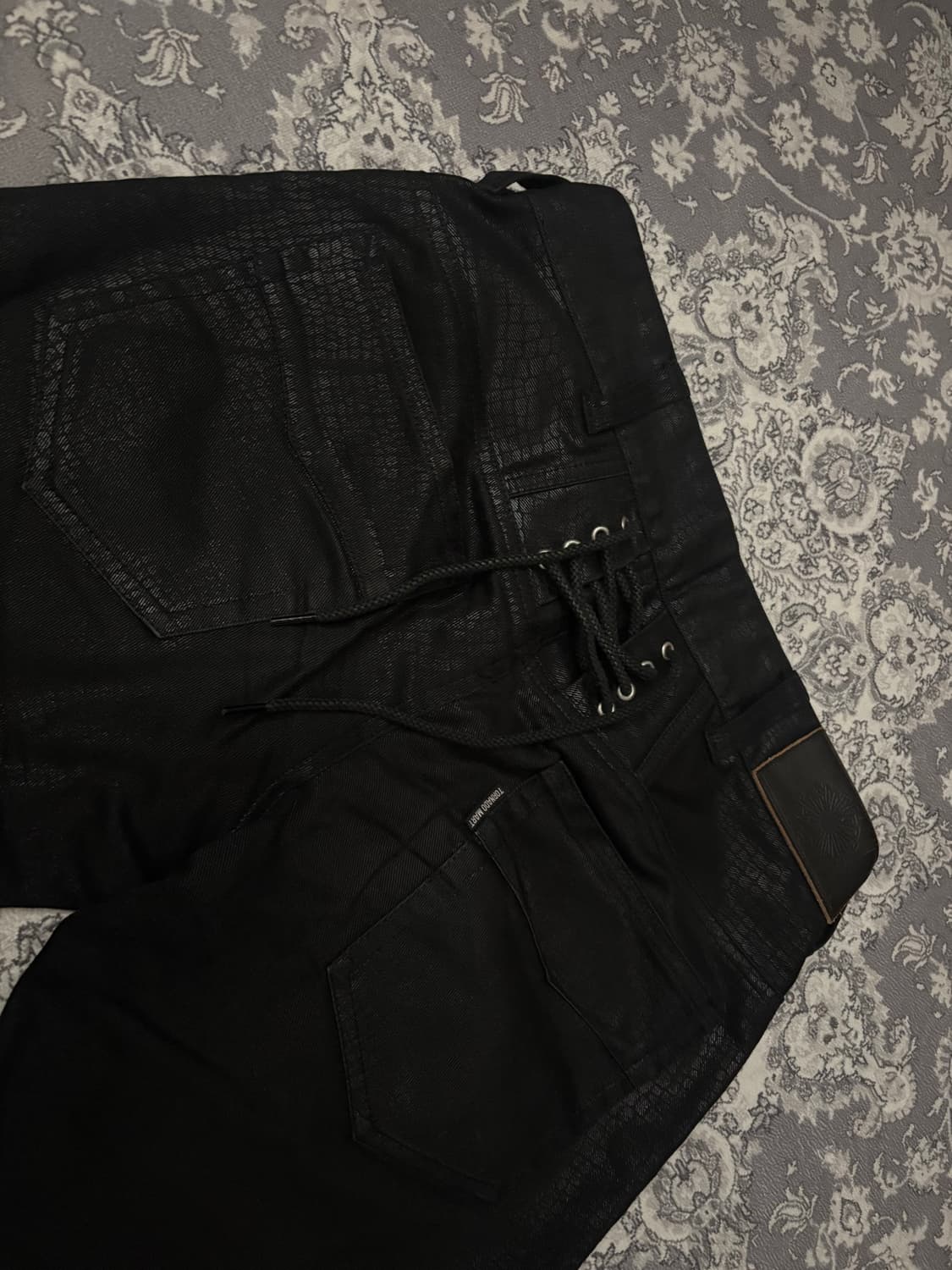 Python embossed leather flare pants 상품이미지3