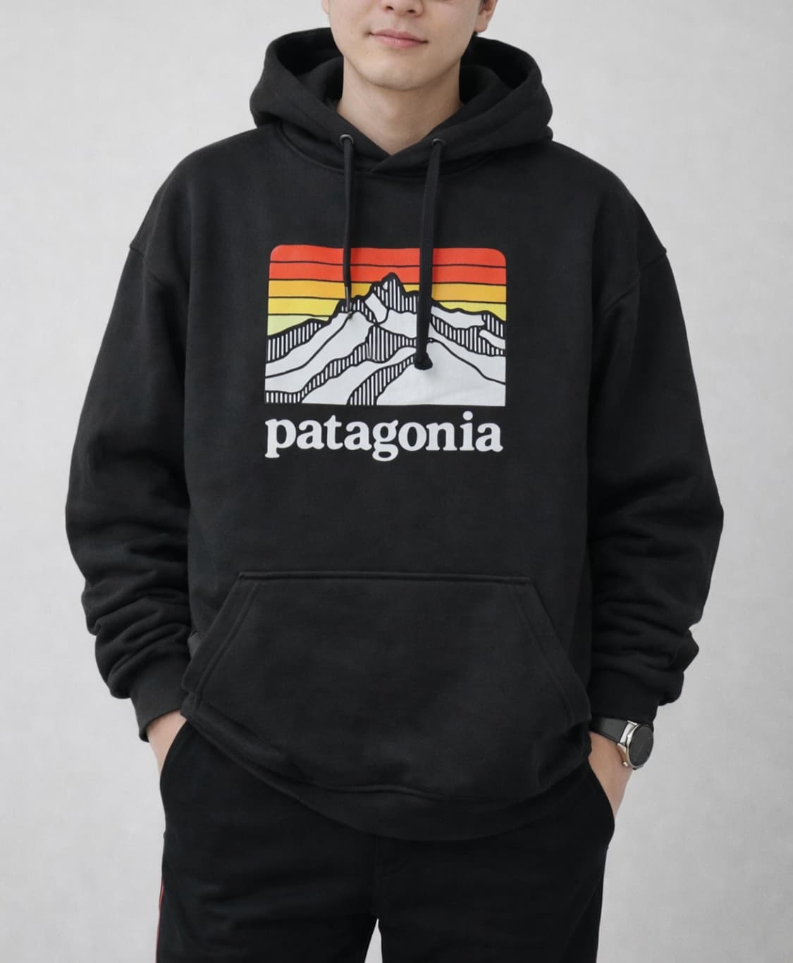 파타고니아 블랙 후드티 상품이미지1