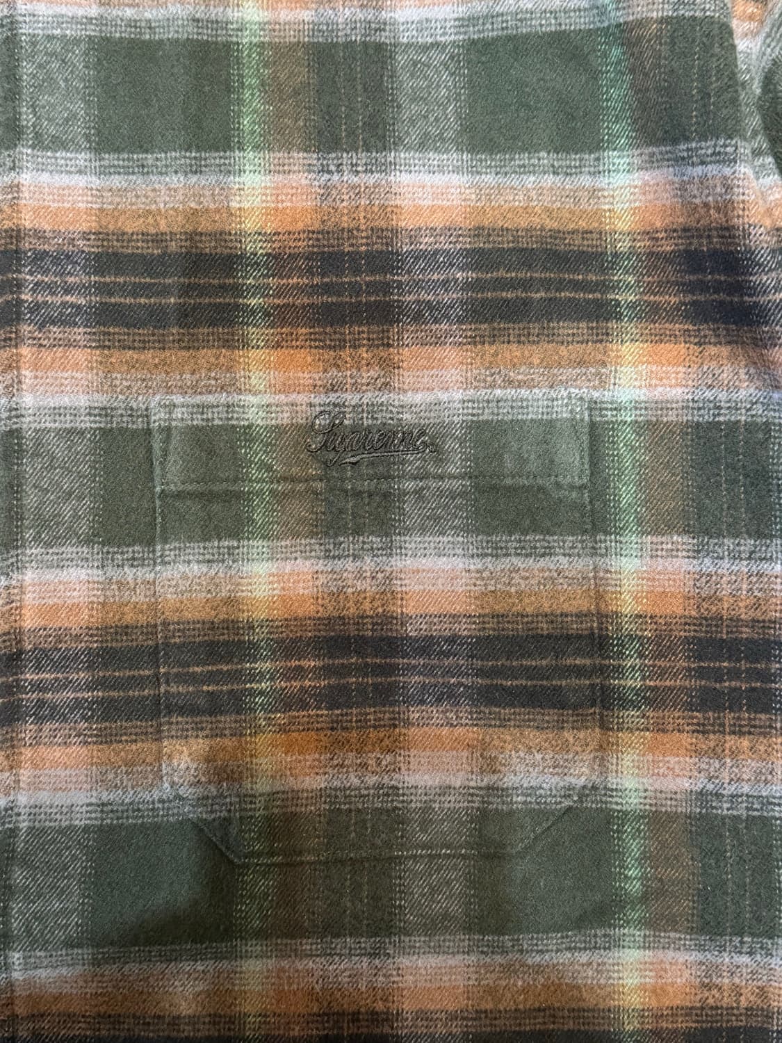 [L] 슈프림 쉐도우 플레이드 플란넬 집업 셔츠 그린 - 24SS 상품이미지5