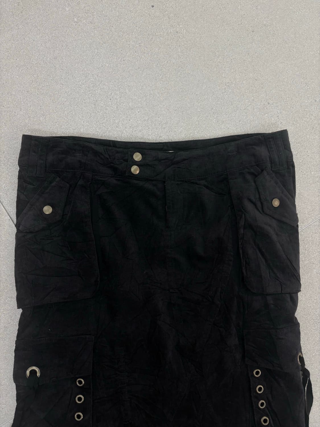 블랙 벨벳 카고 롱스커트 상품이미지2