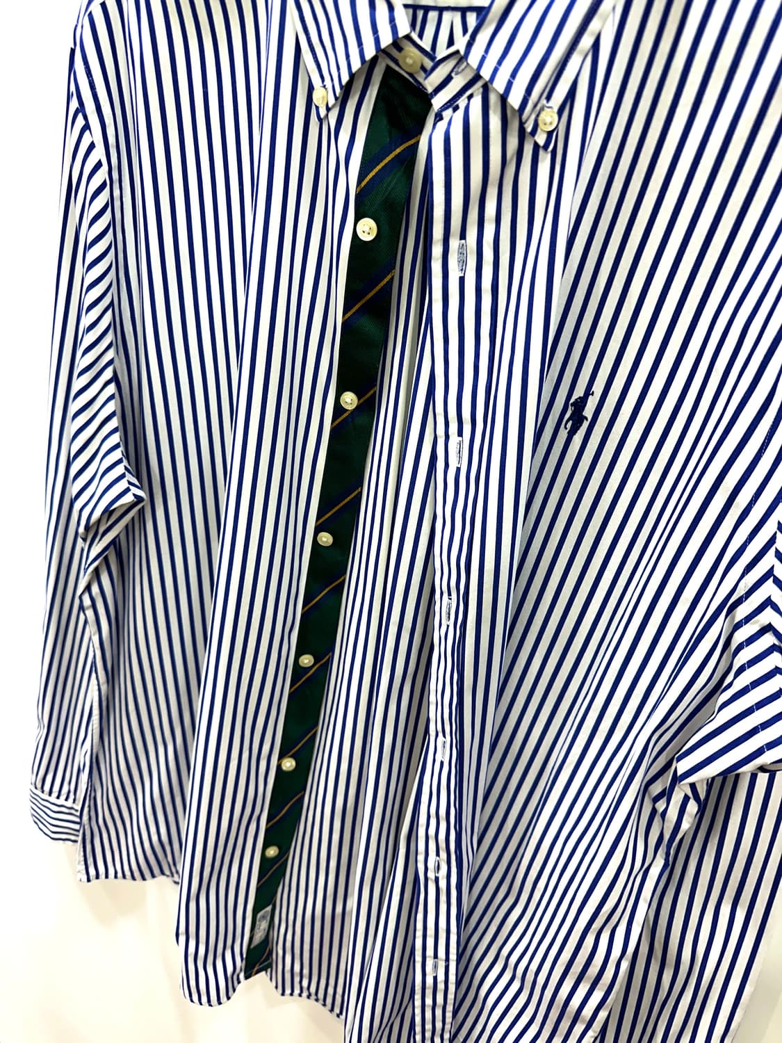 폴로 랄프로렌 커스텀핏 스트라이프 브러시드 포플린 셔츠 XL 상품이미지4