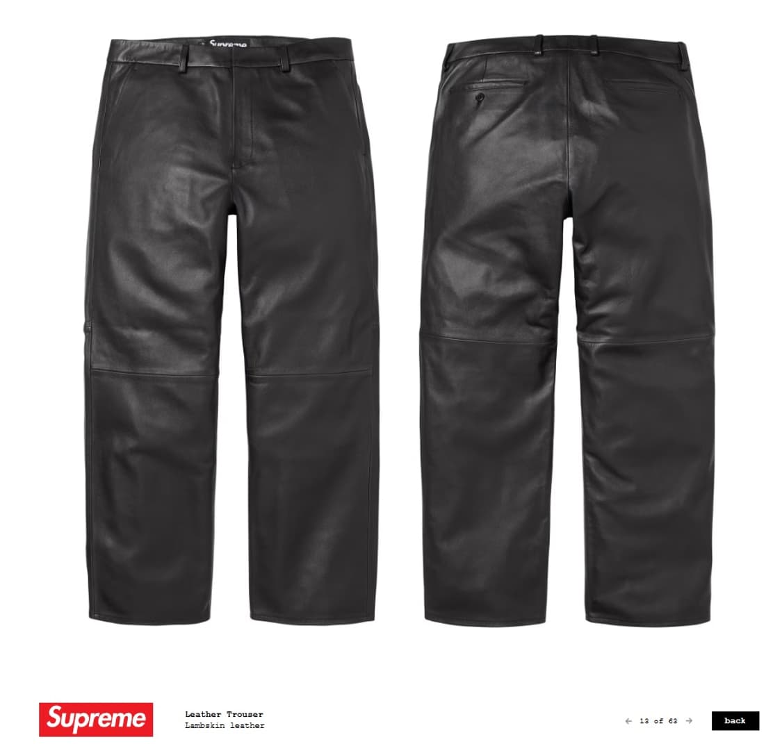 슈프림 레더 트라우저 팬츠 블랙 34 상품이미지2