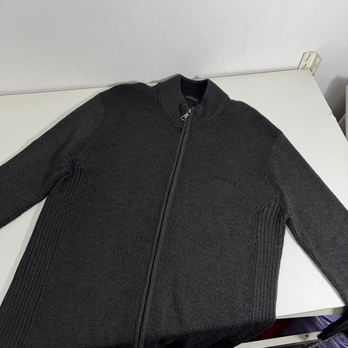 XL 캘빈클라인 CK 재팬 차콜 니트집업 상품이미지2