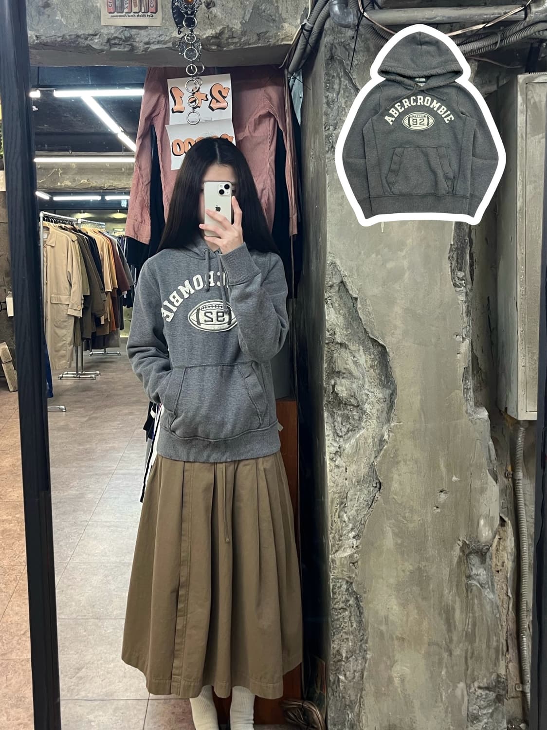 아베크롬비 럭비볼 기모 후드티 그레이 S #csz2973 상품이미지1