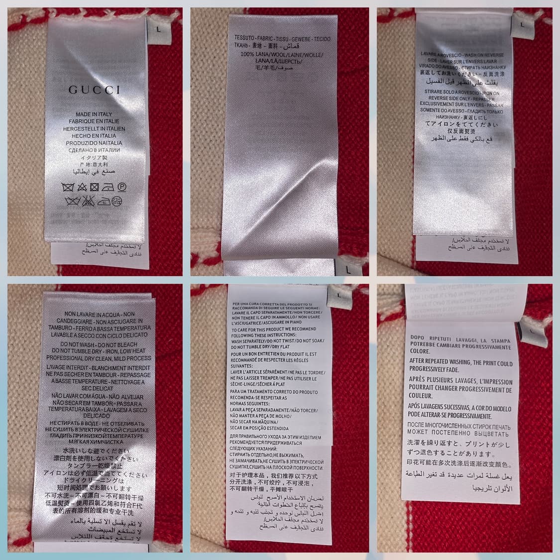 [A급] 구찌 GG 마틀라세 울 100% 니트 카라 셔츠 (L사이즈) 상품이미지9