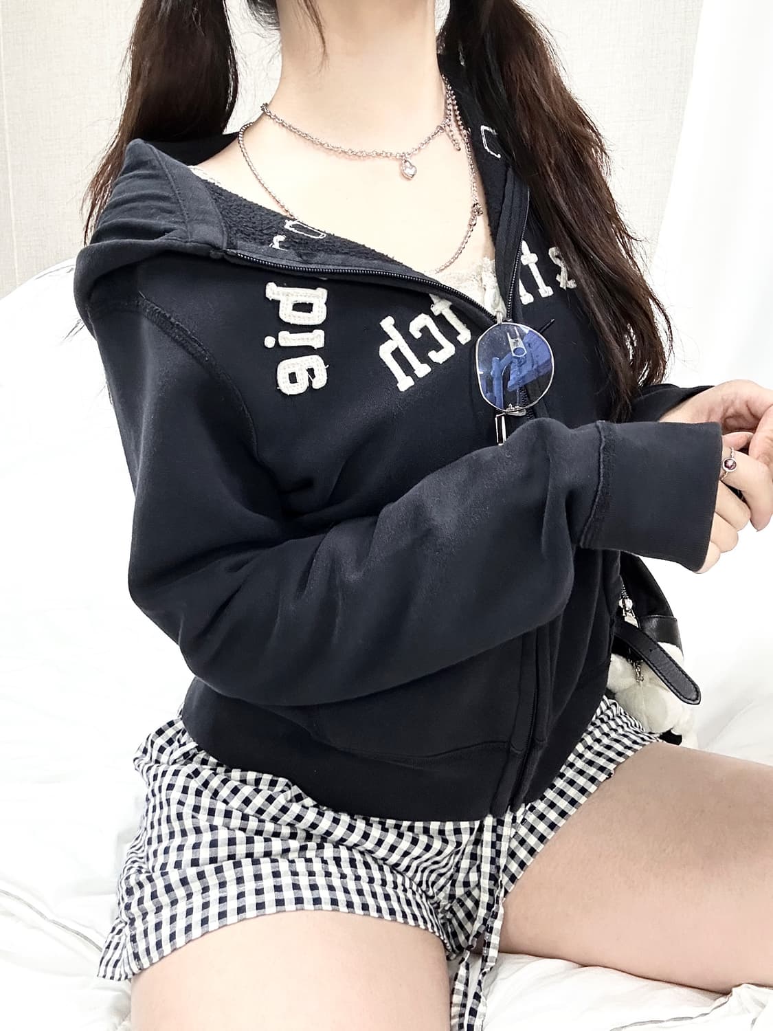 아베크롬비 빅로고 블랙 후드집업 상품이미지4