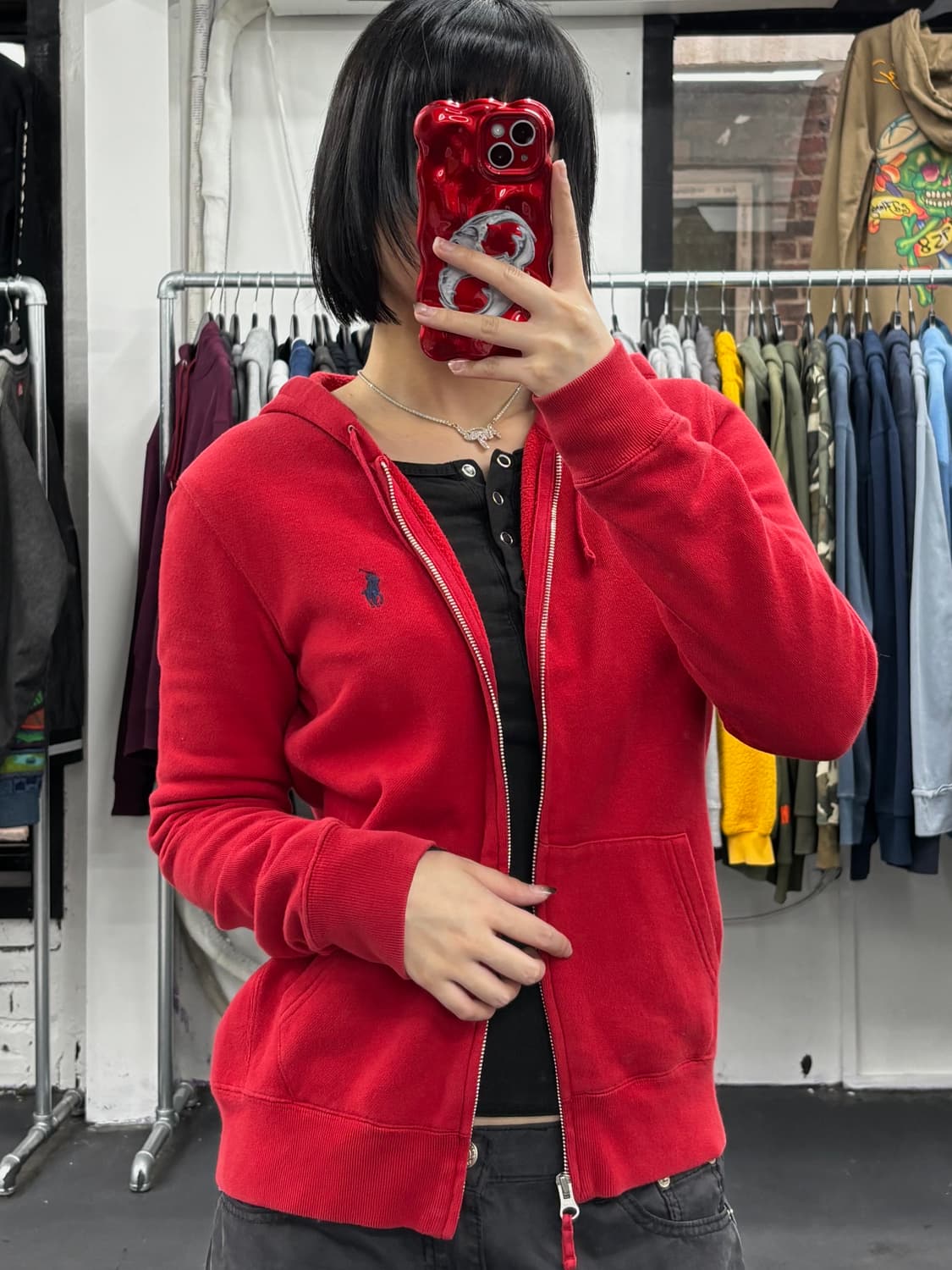 폴로 랄프로렌 레드 후드집업 상품이미지2