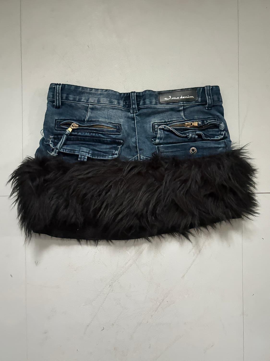 • hurtremake denim cargo fake fur skirt 상품이미지6