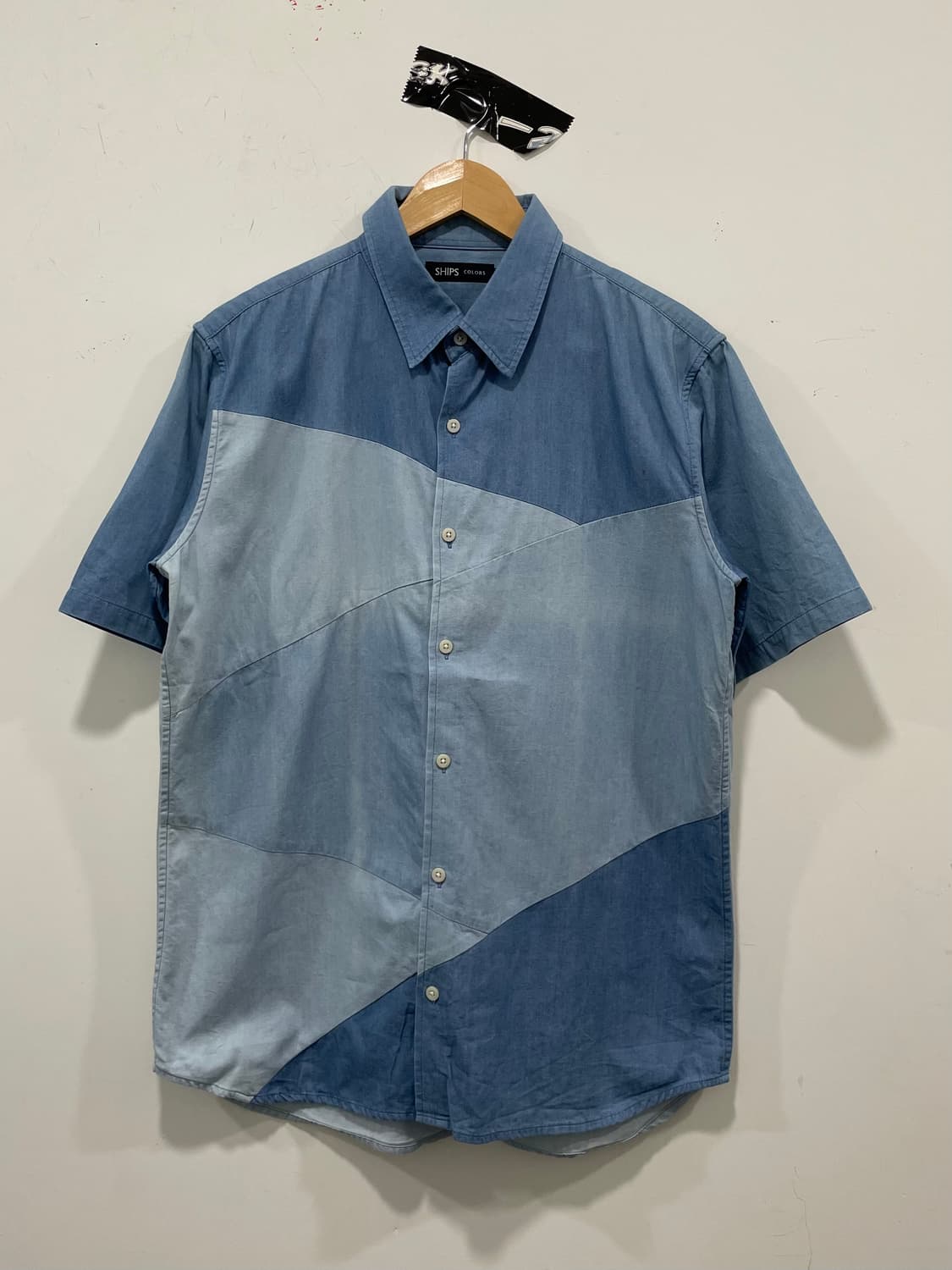 Ships 쉽스 패치워크 샴브레이 데님 반팔셔츠 상품이미지2