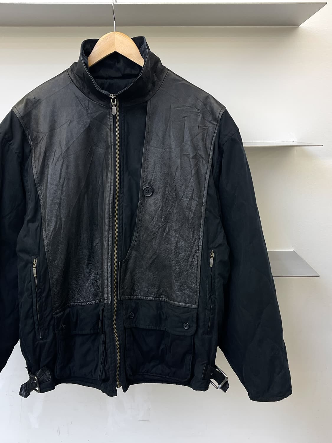 올리버 90s 레더 도킹 퀼티드 자켓 상품이미지2