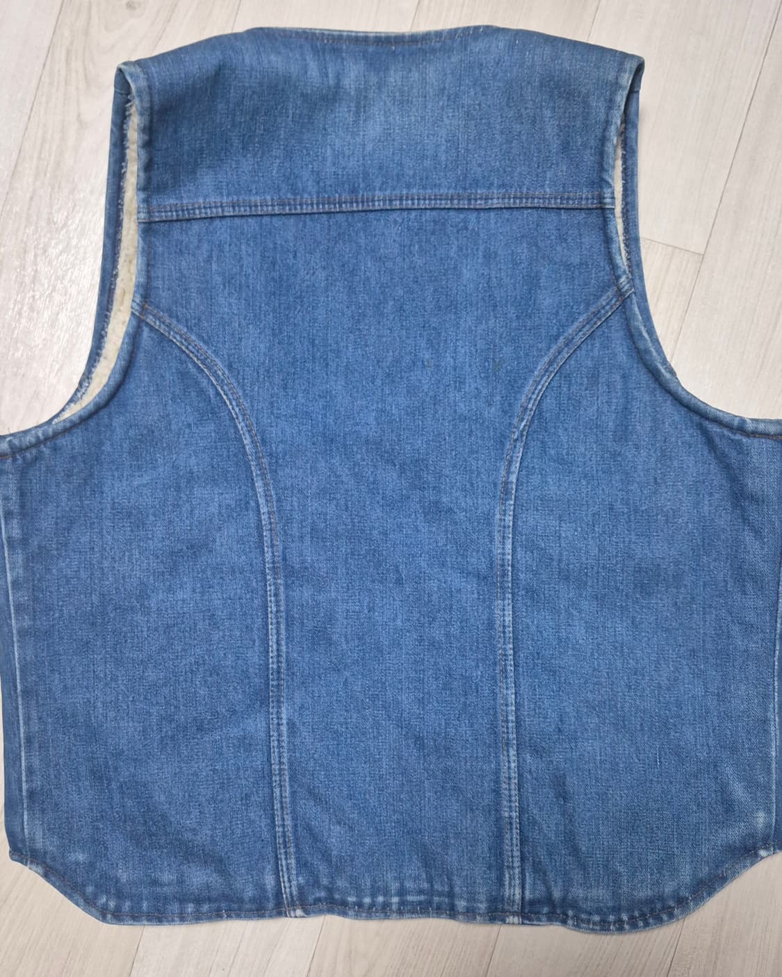 80s Made in USA 랭글러 워크 양털 청조끼 상품이미지2