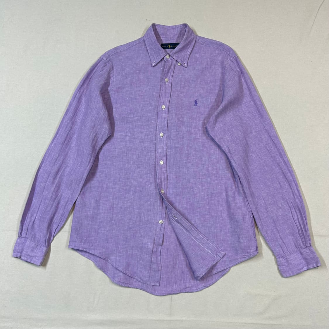 M) 폴로 랄프로렌 클래식 퍼플 보라색 린넨 셔츠 상품이미지1