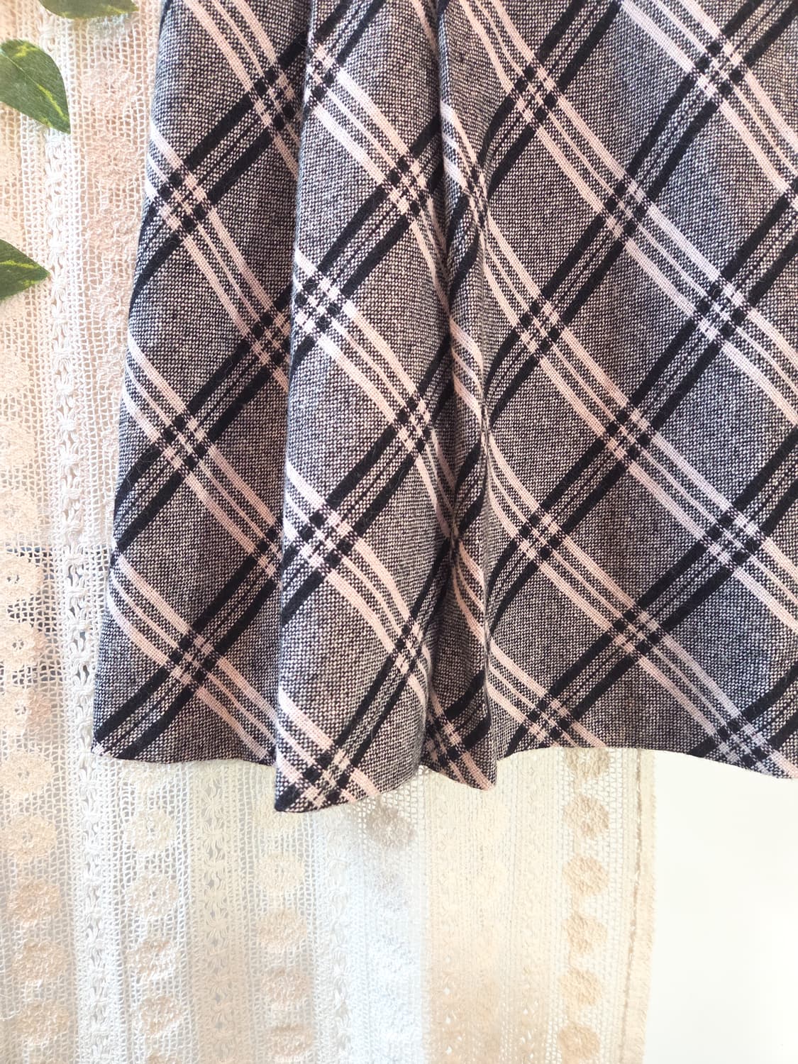 체크 미디 울스커트 상품이미지3