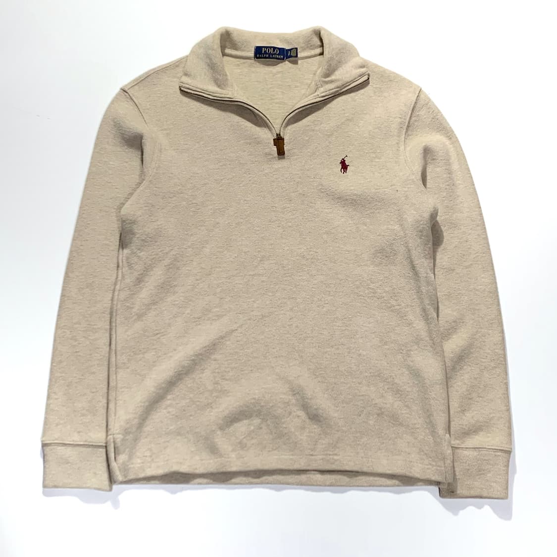 폴로 오트밀 반집업 니트 상품이미지1