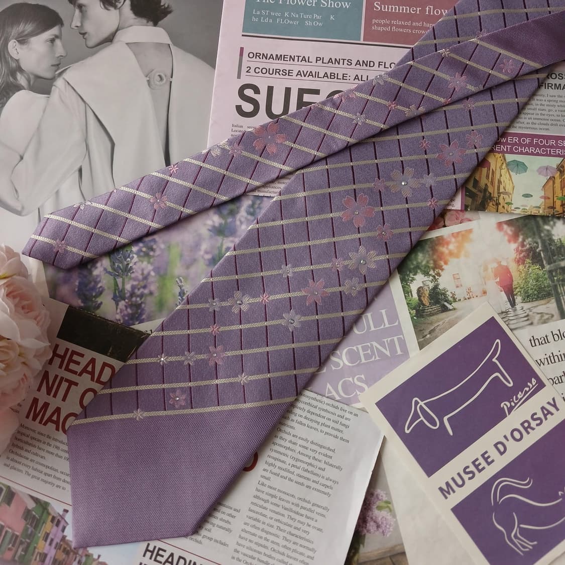 크리지아 실크 바이올렛 패턴 넥타이 9.3cm A등급 A19505
 상품이미지5