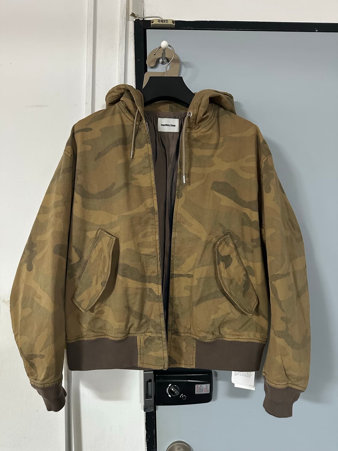 몽키타임 monkey time 카모 크롭 후드 점퍼 L 새상품 상품이미지1