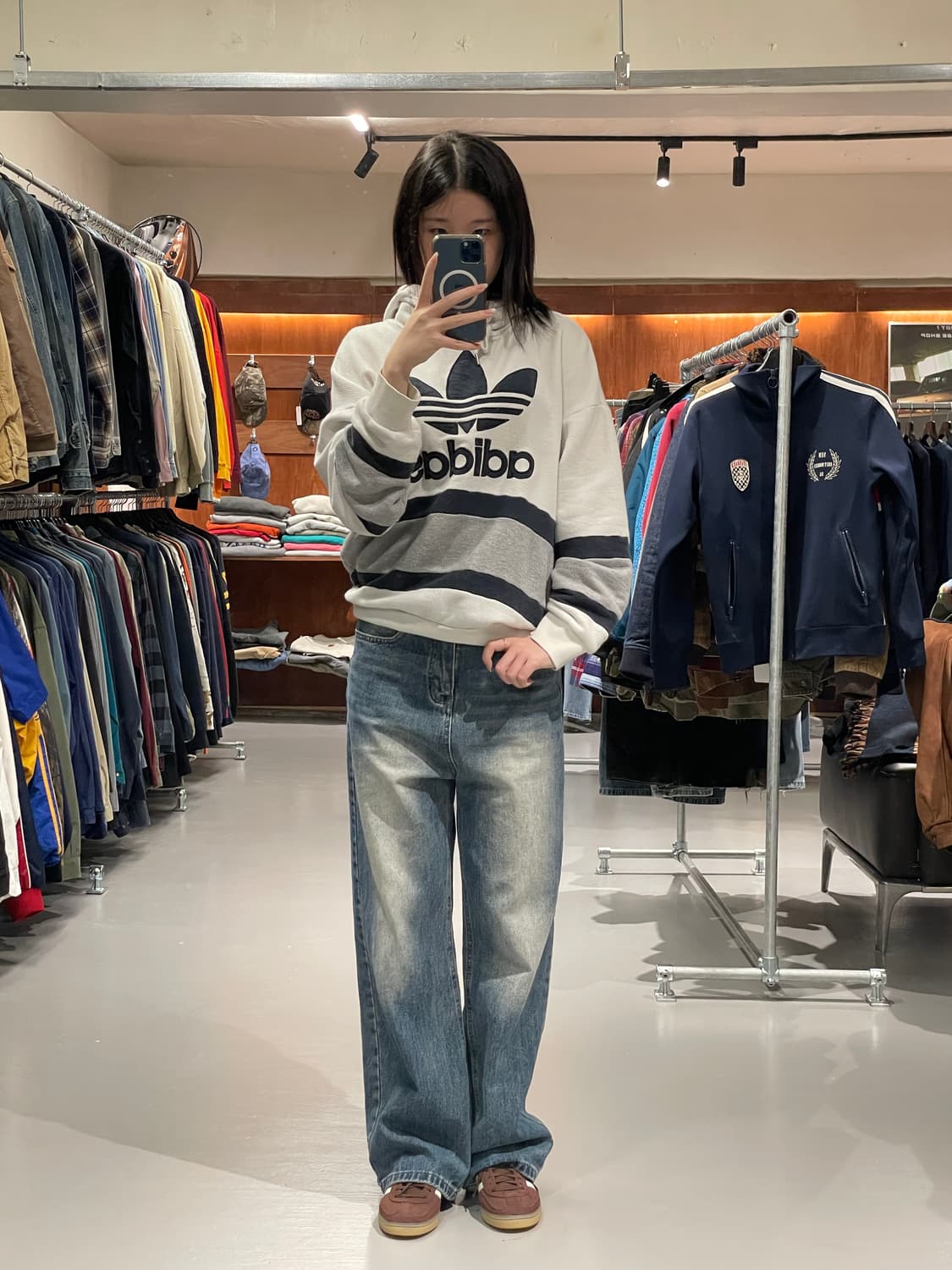 아디다스 트레포일 불꽃 와플 후드 티셔츠   상품이미지3