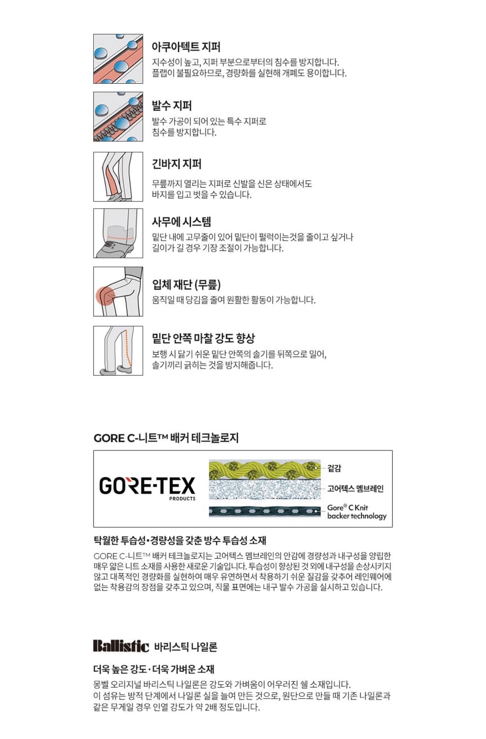 [XL] 몽벨 고어텍스 스톰 크루저 팬츠 - 차콜 상품이미지7