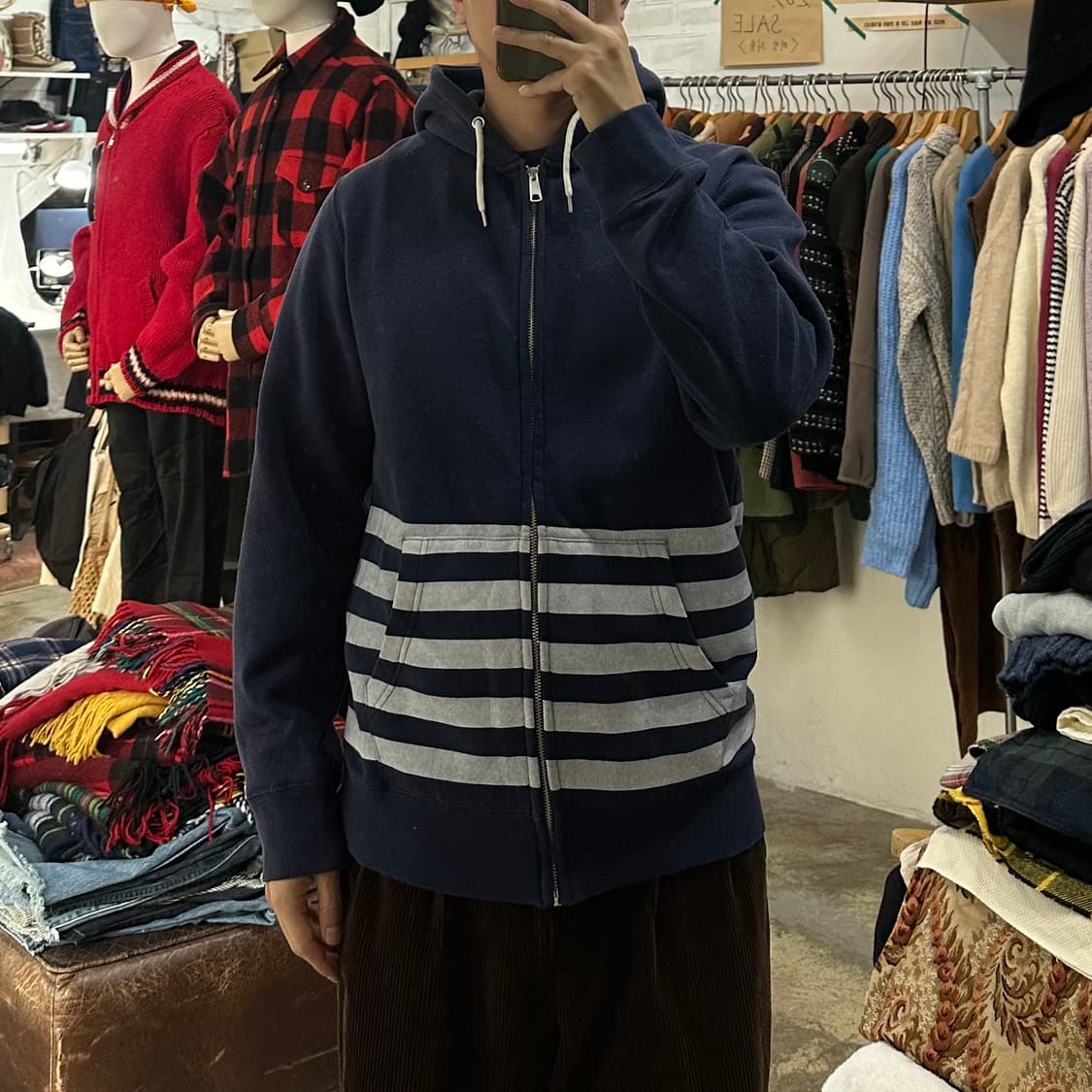 (착용컷) BEAMS HEART 스웻 후드 집업 (남성용 100) 상품이미지3