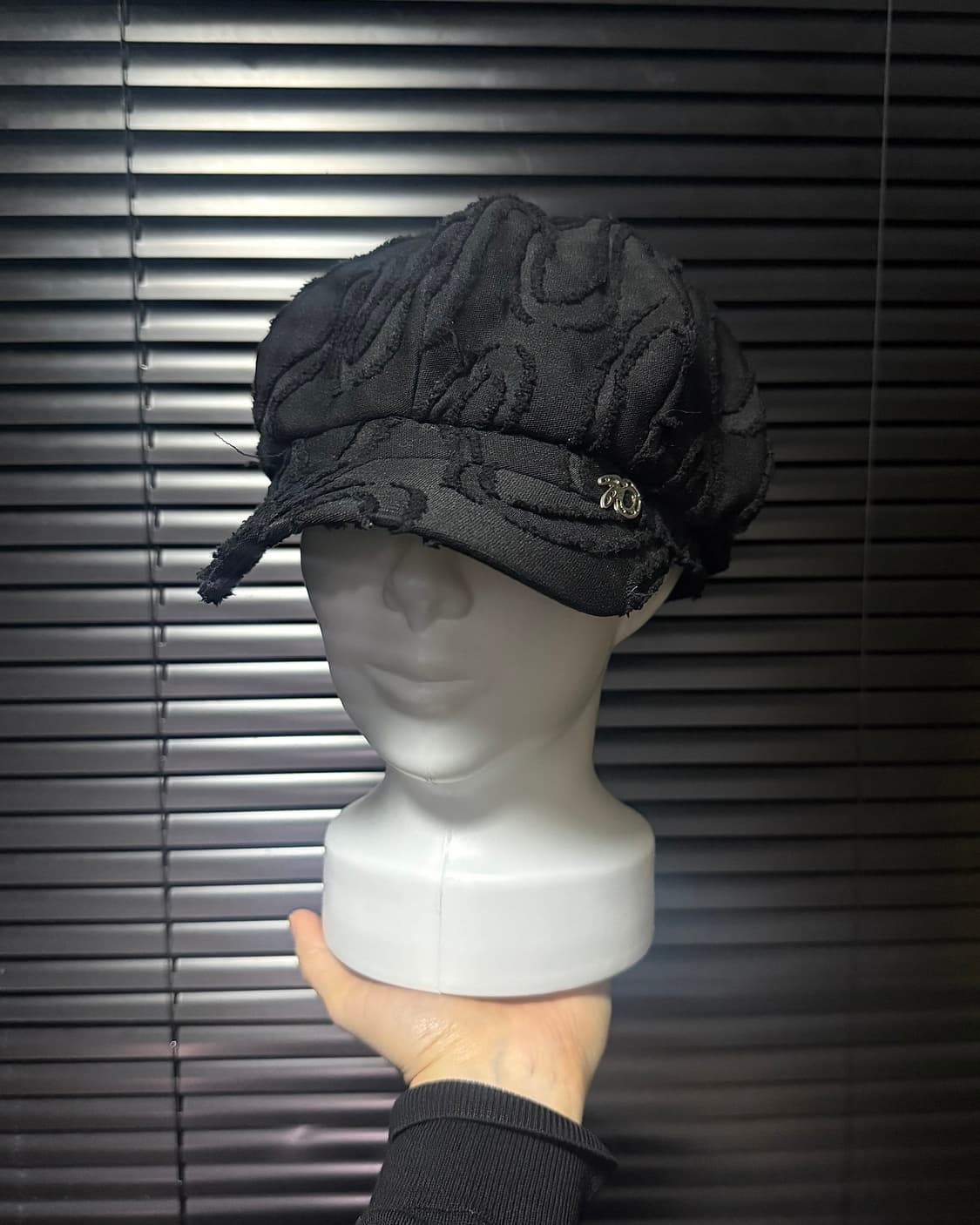 일본 빈티지 블랙 뉴스보이캡 빵모자 헌팅캡 베레모 부클 절개 메탈 팁 상품이미지1