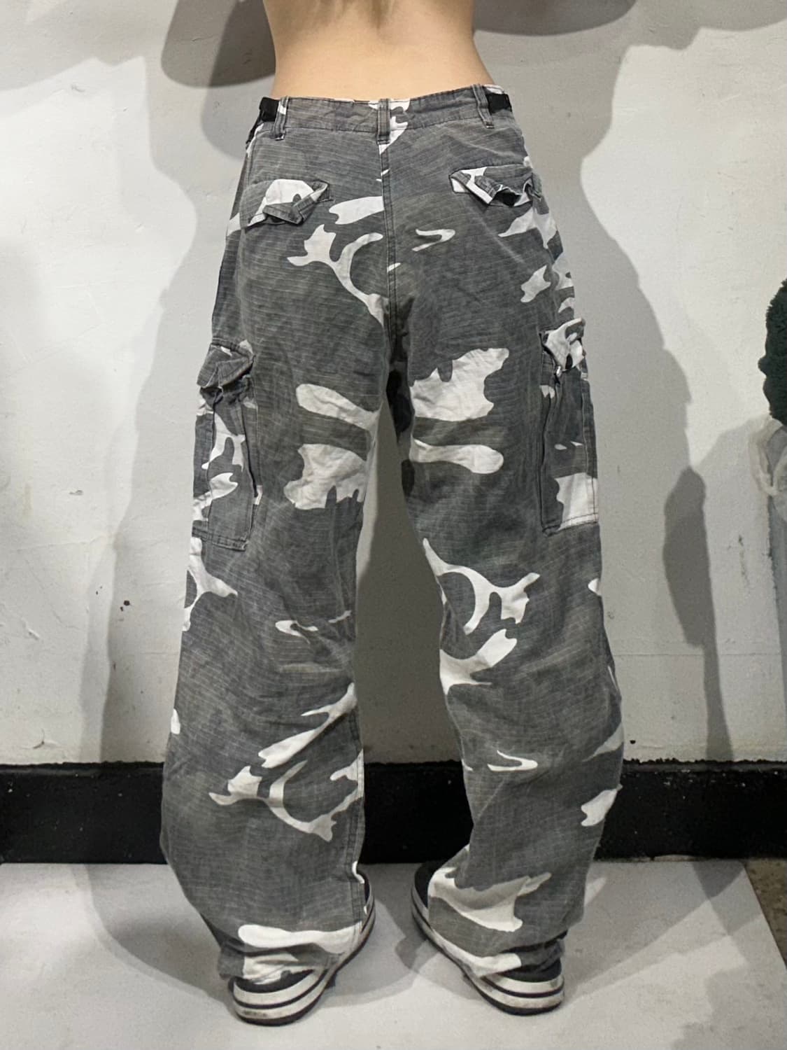 빈티지 그레이 카모 와이드 카고 팬츠 XL 상품이미지3
