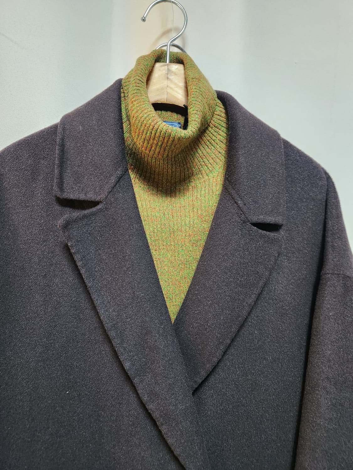 톰보이 오버핏 더블 퍼플 모직 코트 상품이미지4