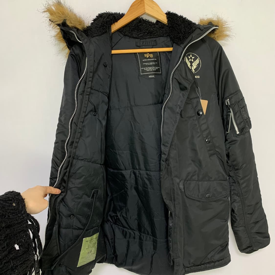 알파인더스트리 N3B 00s 야상 패딩 점퍼 비대칭 버튼 M 상품이미지5