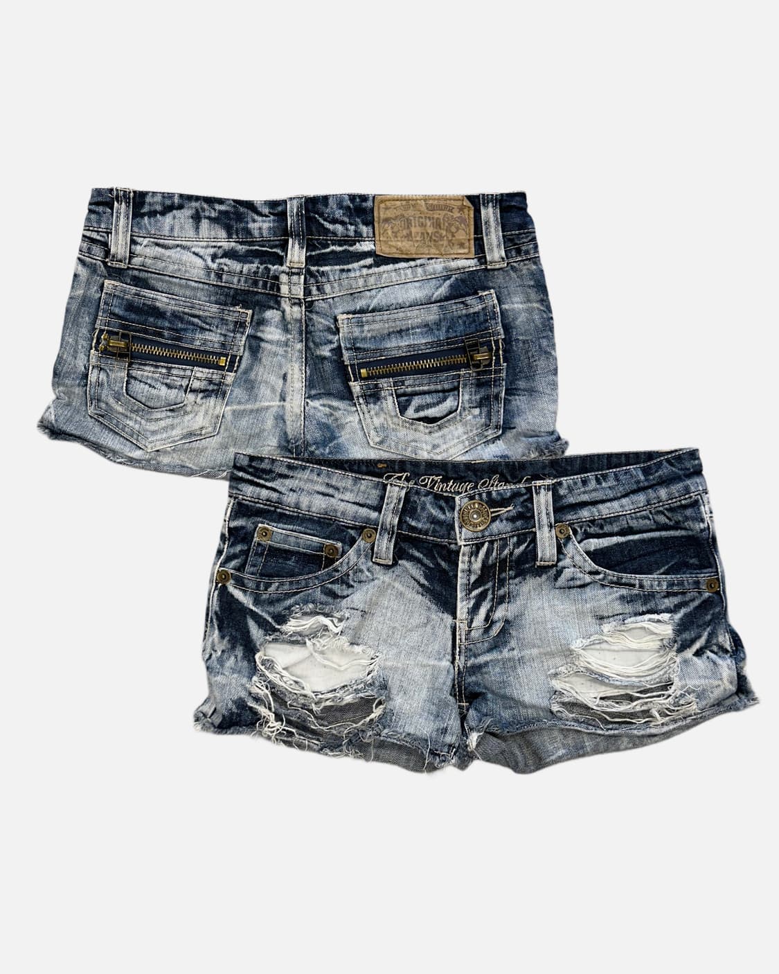 distressed low-rise denim shorts 상품이미지1