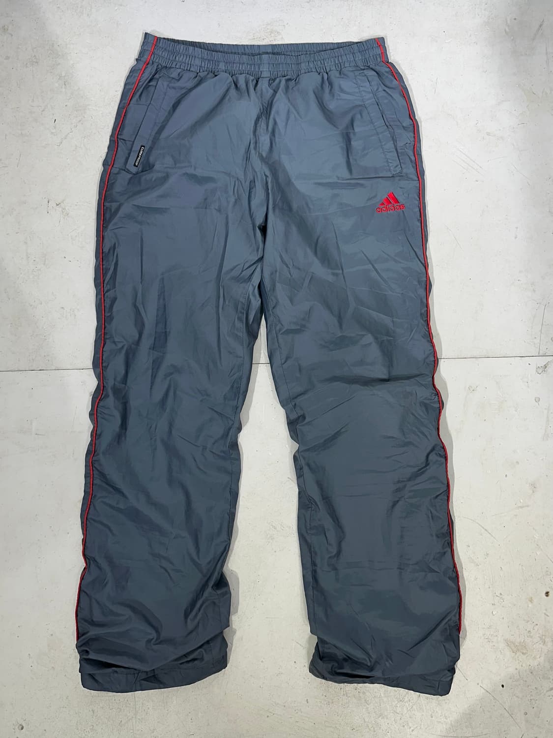 아디다스 메탈 실버 와이드 레드 사이드 라인 트랙 팬츠 L  상품이미지4