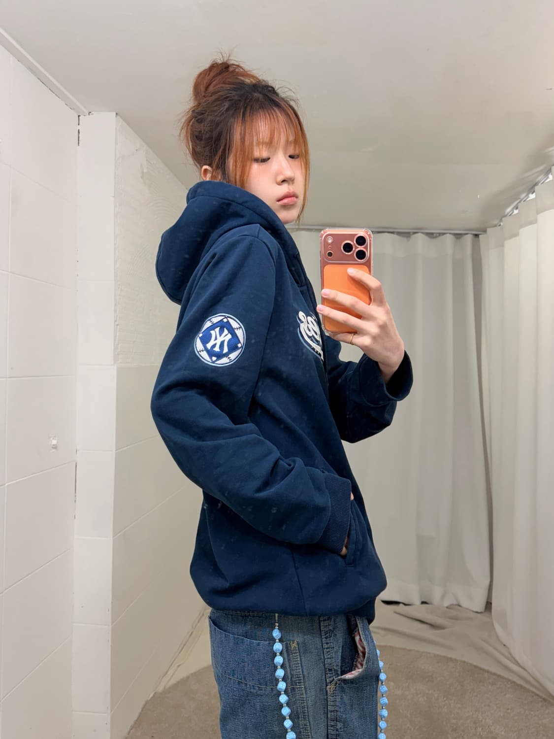 MLB 양키스 자수 네이비 후드티 상품이미지2