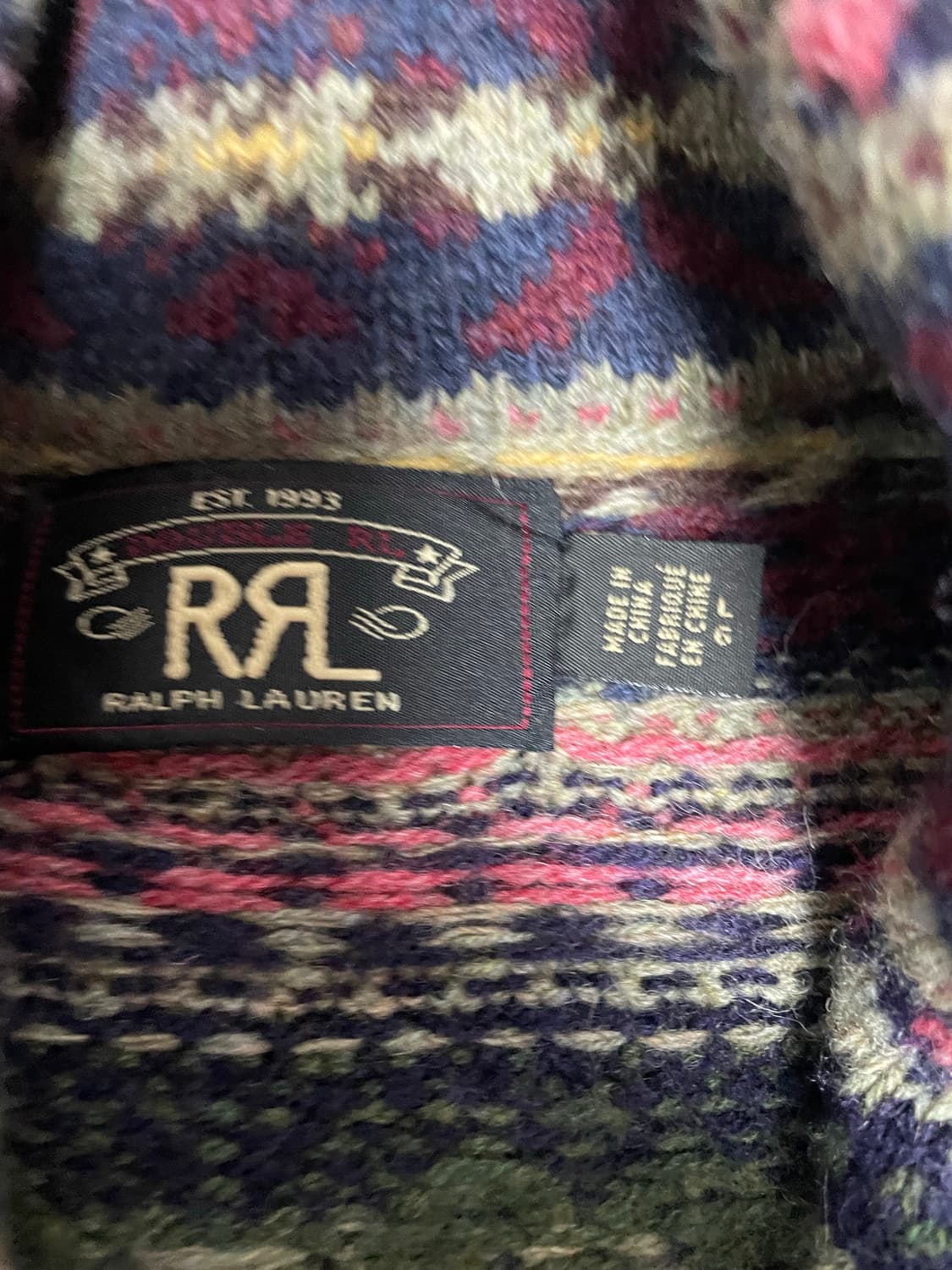 RRL 페어아일 울 캐시미어 숄카라 가디건 L 상품이미지5