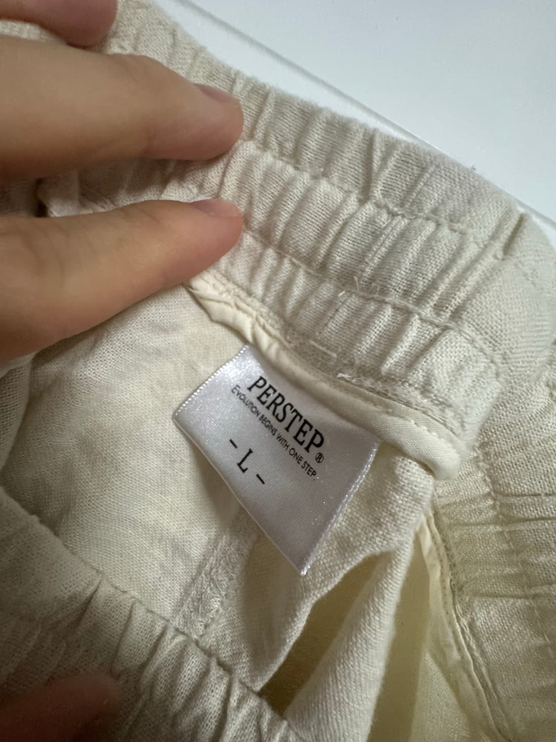 퍼스텝 린넨 와이드 팬츠 크림 L 상품이미지3