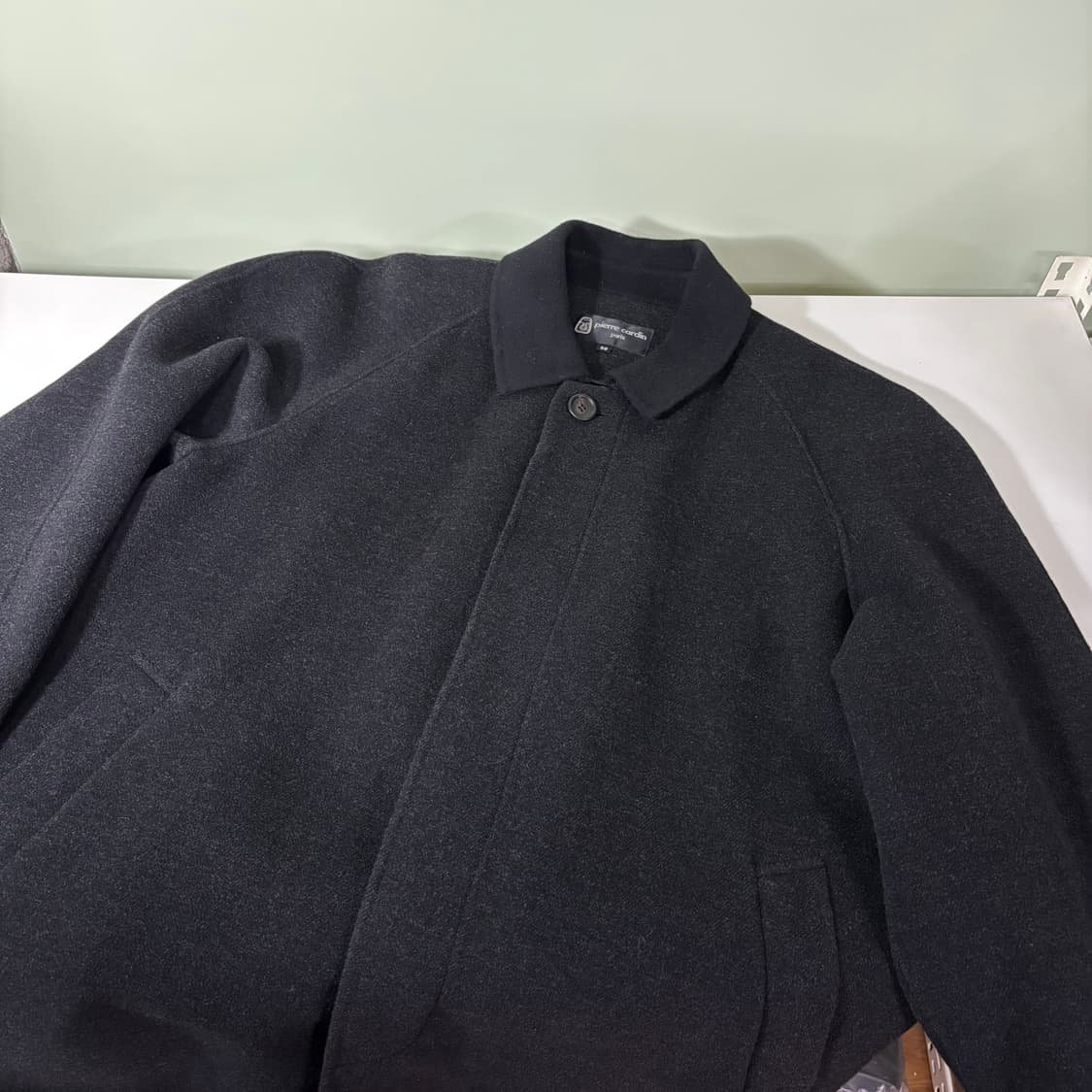 L 100-105 피에르가르뎅 먹색 루즈핏 앙고라혼방 핸드메이드롱코트 상품이미지2