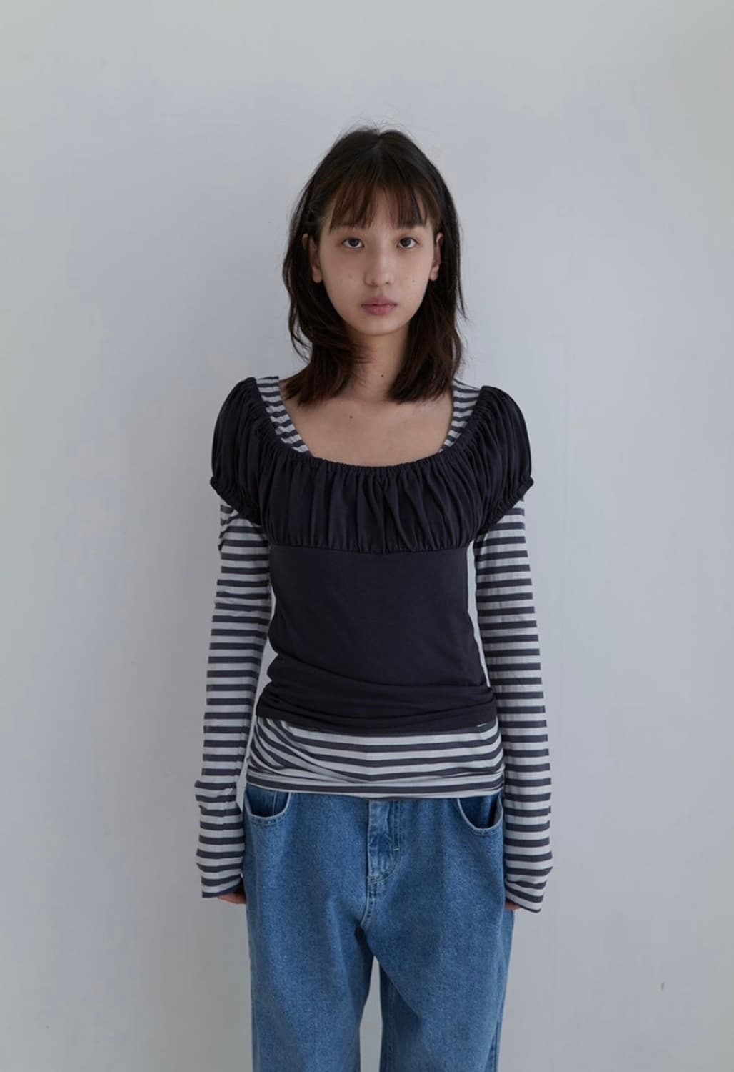 노컨텐츠 셔링 레이어드 티 상품이미지1