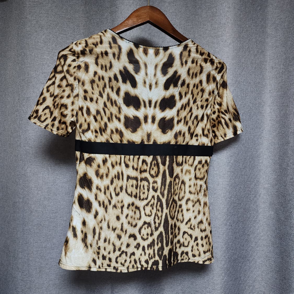 Roberto Cavalli 레오파드 프릴 폴리 엘라스틴 반팔티 상품이미지3