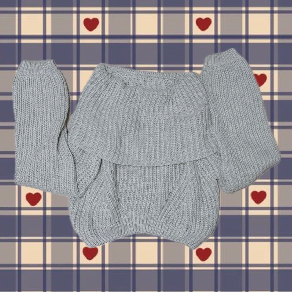 빈티지 멜란지 오프숄더 크롭 니트 상품이미지1