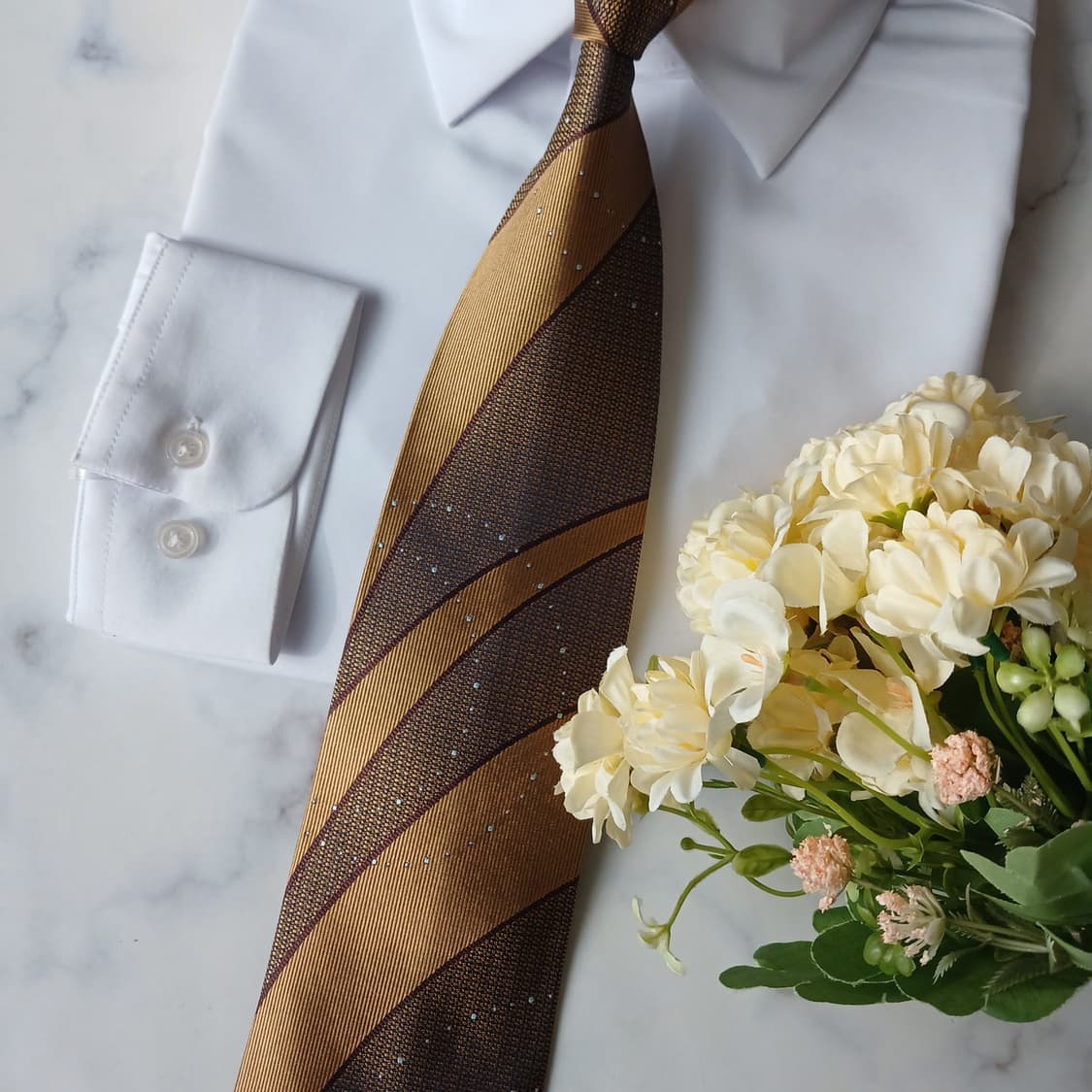 까르뱅 실크 브라운 스트라이프 넥타이 9.8cm A+등급 A19747 상품이미지7